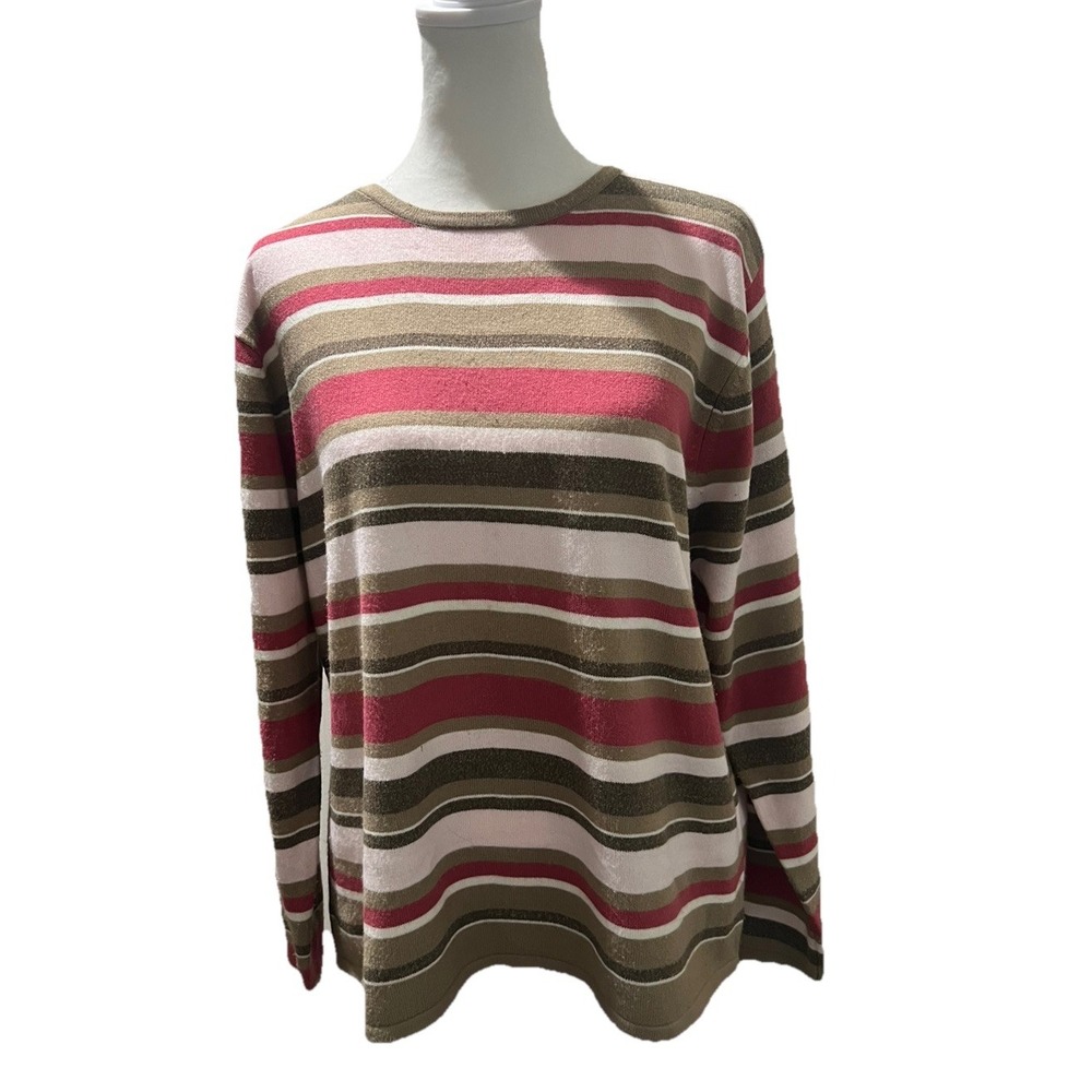 Studio Works Striped Long Sleeve Top Cottage-core Vtg Women's Size Large